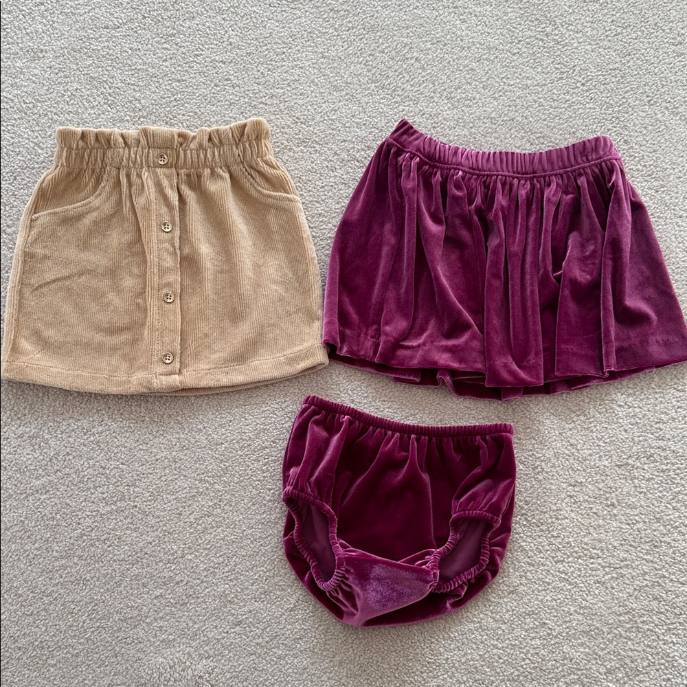 Baby Girl Tan and Purple Skirts - set of 2